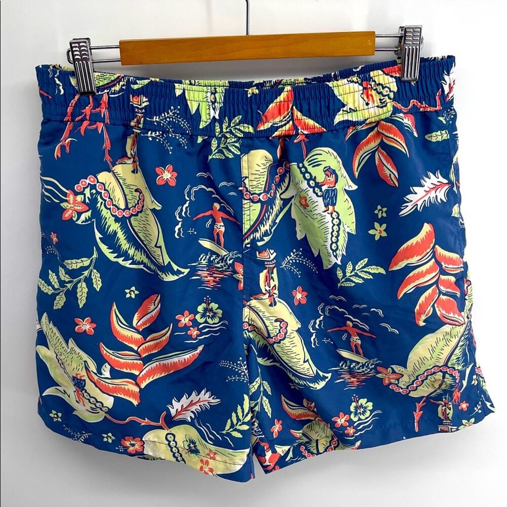 Polo Ralph Lauren elastic waist pull on lined Hawaiian print swim trunks sz L